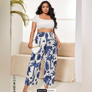 Paisley Wide Leg Pants 1X New